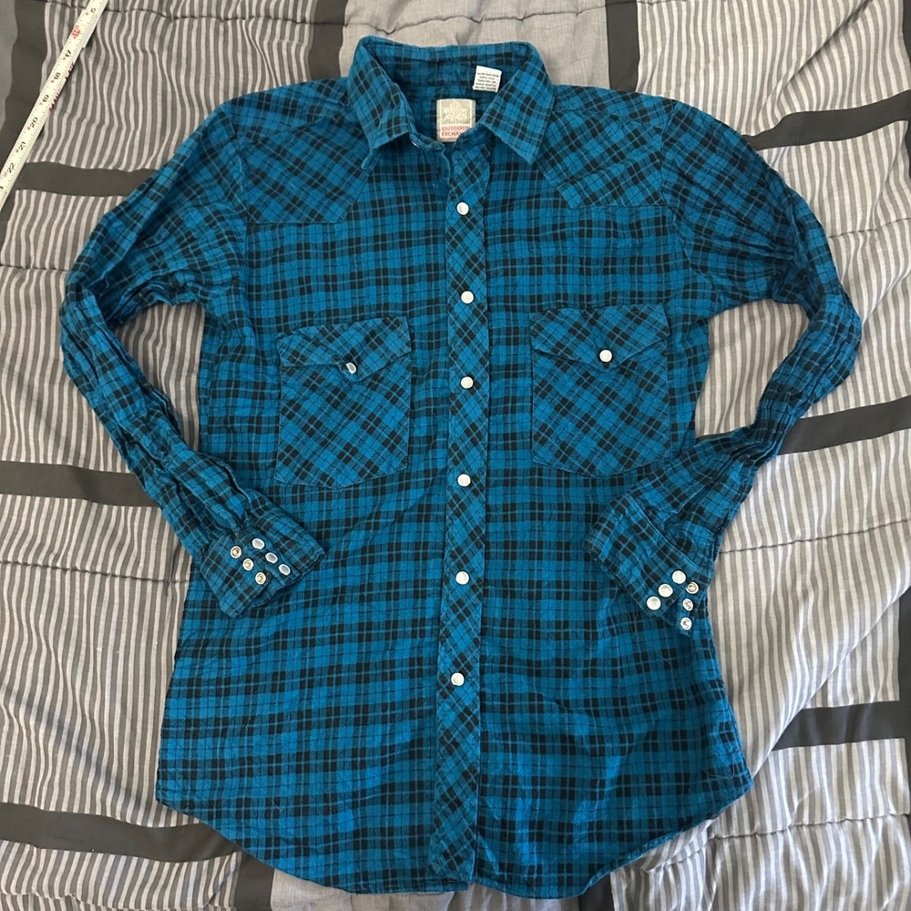 Vintage 90s Outdoor Exchange Western Plaid Flannel Shirt Men's M Pearl Snap